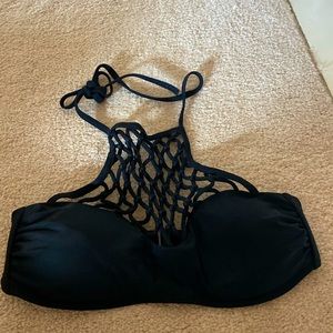 Hollister Black knotted net swim top